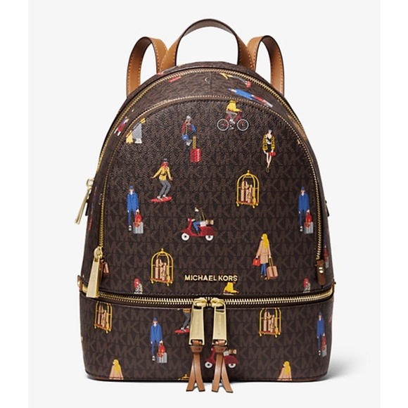 Michael Kors Handbags - NEW Michael Kors Limited Edition Rhea Medium Jet Set Girls Travel Print Backpack